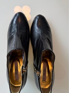 Ted Baker Black Leather Slip-On Loafers with Gold Interior
